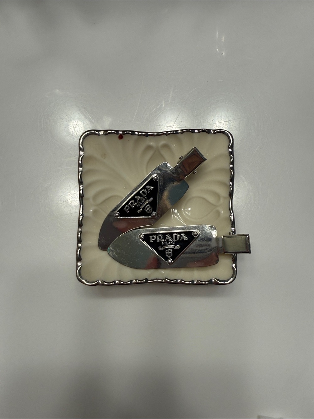 Prada Silver-Tone Hair Clips